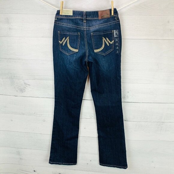 NEW Maurices Womens Jean Slim Boot Mid Rise Dark Wash Stretch Denim Size 0 Short - Picture 10 of 13